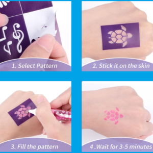 Magic glitter tatto kitt - 5 db csillám glitter tollal, 90 db sablonnal, matricával (BBJ) - Image 5