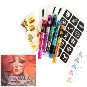 Magic glitter tatto kitt - 5 db csillám glitter tollal, 90 db sablonnal, matricával (BBJ) - Image 9