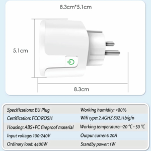 WiFi smart aljzat - Alexa, Google Home és SmartThings Kompatibilis, Energiafogyasztás méréssel - 16A (BBV) - Image 9