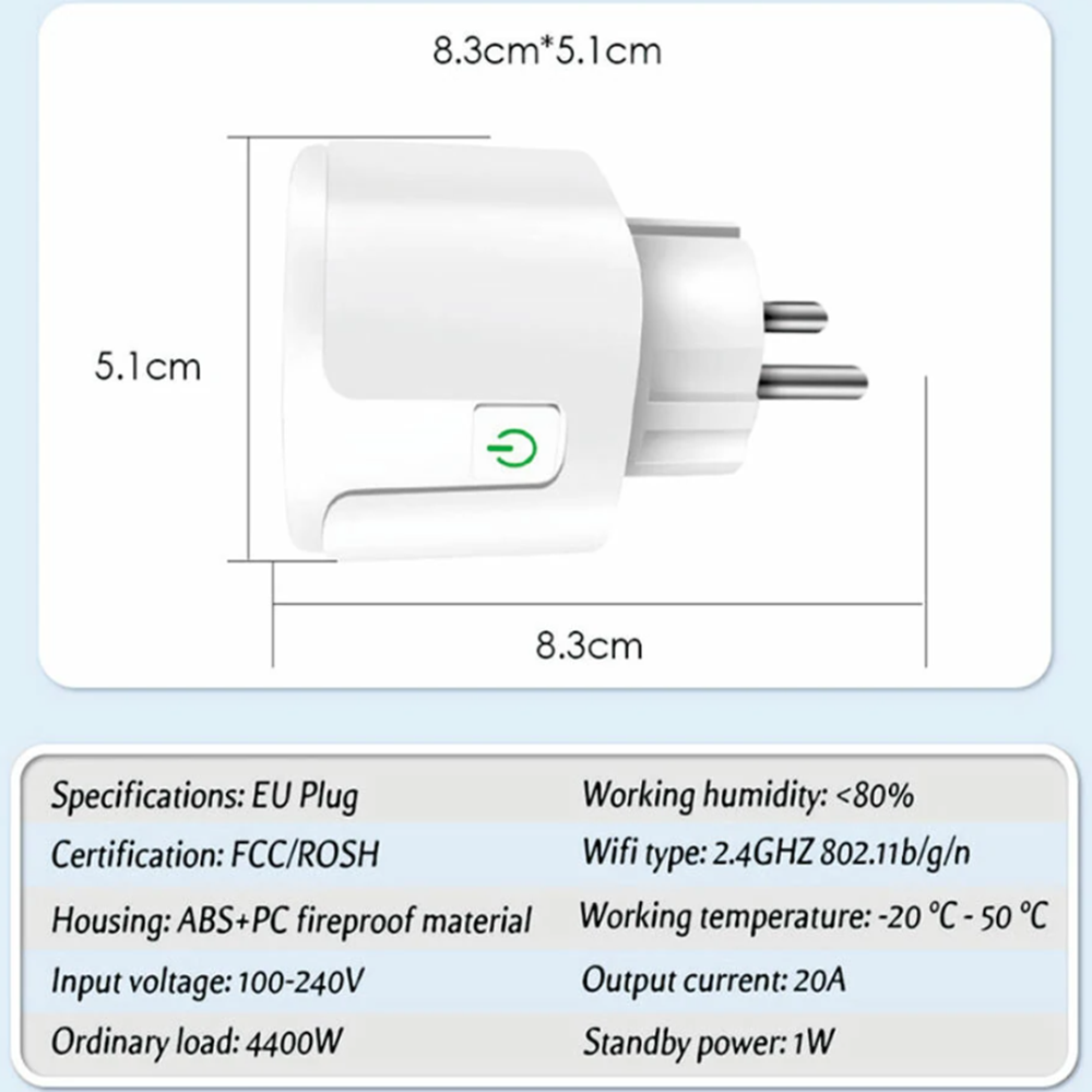 16A WiFi smart dugó aljzat – Alexa, Google Home és SmartThings Kompatibilis, Energiafogyasztás méréssel 3