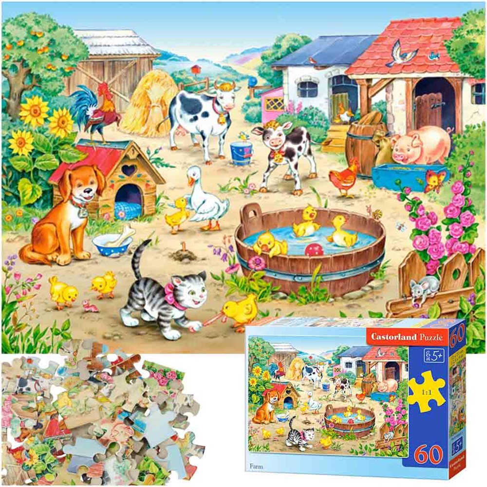 A farm állatai – 60 darabos gyermek puzzle – szórakoztató és fejlesztő Játék (BBI-4805)