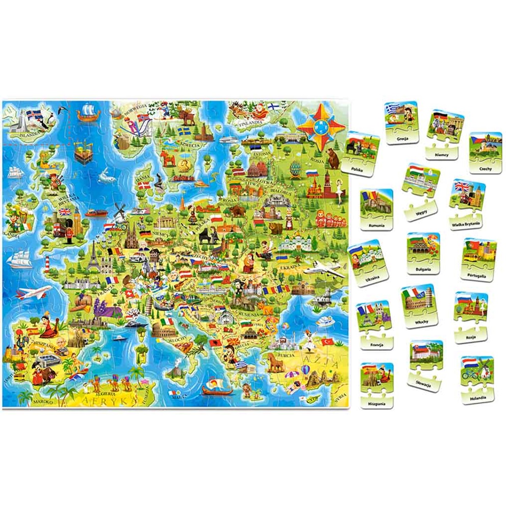 Fedezd fel Európát! 180 darabos puzzle – további 32 darab oktatási kvíz kártya (BBI-4796) 1