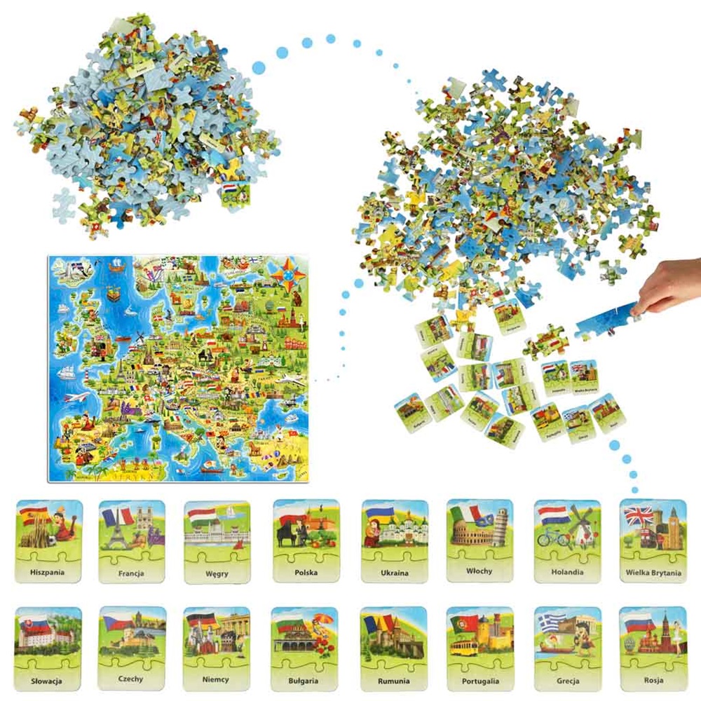 Fedezd fel Európát! 180 darabos puzzle – további 32 darab oktatási kvíz kártya (BBI-4796) 4