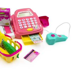 Interaktív gyermek játék pénztárgép - játék pénzzel, élelmiszerekkel és kasszaszalaggal (BBJ) - Image 6