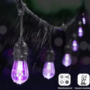 RGB 10 méteres vízálló napelemes fényfüzér világítás 10-db E27 izzóval és távirányítóval (THM) - Image 4