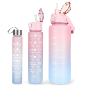 Háromrészes Havita motivációs kulacs szett, rózsaszín-kék színkombinációban, 2L, 900 ml és 300 ml méretű palackokkal - Image 3