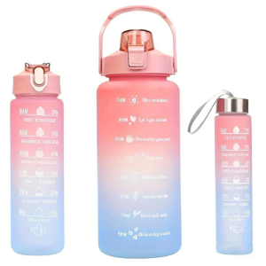 Háromrészes Havita motivációs kulacs szett, rózsaszín-kék színkombinációban, 2L, 900 ml és 300 ml méretű palackokkal - Image 8