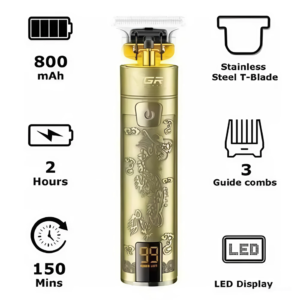 VGR-V076 LED kijelzős gravírozott hajnyíró titánium pengével és cserélhető fejekkel (BBV) - Image 3