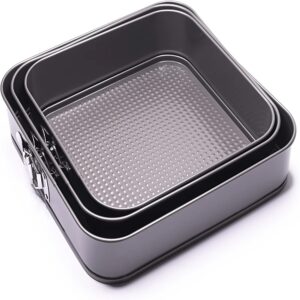 3 darabos négyzet alakú  tapadásmentes csatos tepsikészlet - 24/26/28 cm x 7 cm (BBA) - Image 4