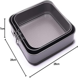 3 darabos négyzet alakú  tapadásmentes csatos tepsikészlet - 24/26/28 cm x 7 cm (BBA) - Image 6