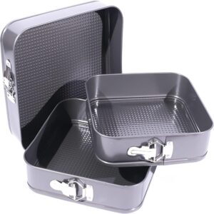 3 darabos négyzet alakú  tapadásmentes csatos tepsikészlet - 24/26/28 cm x 7 cm (BBA) - Image 7