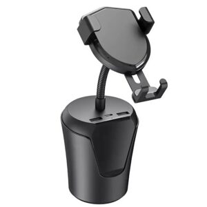 BX-8 vezeték nélküli autós gyorstöltő telefontartó – pohártartóba helyezhető, 360°-ban állítható, USB-C és két USB kimenettel (BBV) - Image 3