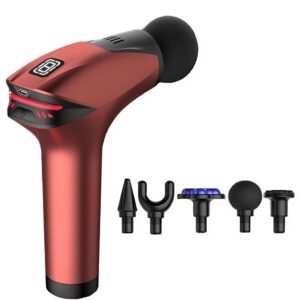 Intenzív kézi akkumulátoros izommasszírozó – 8 sebességfokozat és 5 darab masszázsfejjel a fájdalom enyhítésére (BBV) - Image 3