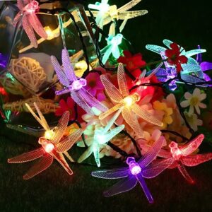 Napelemes szitakötő formájú RGB LED fényfüzér - 10 db-os szett a varázslatos kültéri hangulatért (BBKM) - Image 4