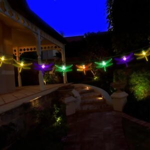 Napelemes szitakötő formájú RGB LED fényfüzér - 10 db-os szett a varázslatos kültéri hangulatért (BBKM) - Image 6