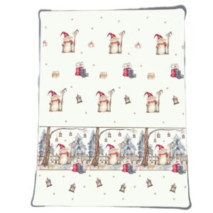 Karácsonyi puha, fehér plüss takaró – jóságos téli manó Mikulásruhában mintával 200 x 230 cm (BBCD) - Image 3