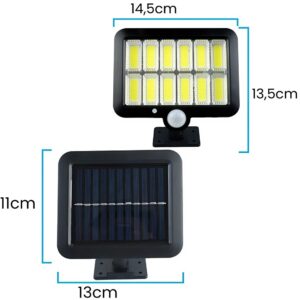 Napelemes, osztott fali lámpa GL-12COB – energiatakarékos, mozgásérzékelős kültéri világítás (BBV) - Image 4