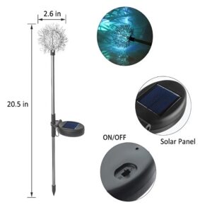 2 db színes pitypang hatású napelemes kerti lámpa – földbe szúrható, alumínium drótgömb design (BBD) - Image 4