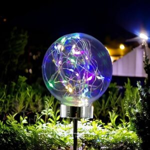 Gömb alakú, napelemes kerti LED lámpa - alkonyérzékelővel, RGB színváltós, 2 darabos szett (BBD) - Image 3