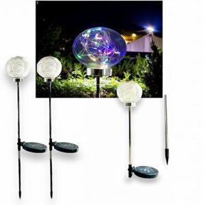 Gömb alakú, napelemes kerti LED lámpa - alkonyérzékelővel, RGB színváltós, 2 darabos szett (BBD) - Image 4