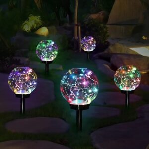 Gömb alakú, napelemes kerti LED lámpa - alkonyérzékelővel, RGB színváltós, 2 darabos szett (BBD) - Image 6