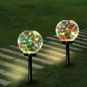 Gömb alakú, napelemes kerti LED lámpa - alkonyérzékelővel, RGB színváltós, 2 darabos szett (BBD) - Image 7