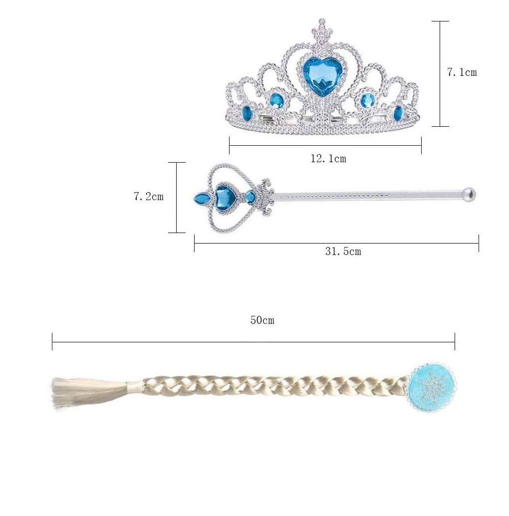 Kiegészítő készlet Elza jelmezhez – tiarával, kesztyűvel, jogarral és hajfonattal (BBJ)3
