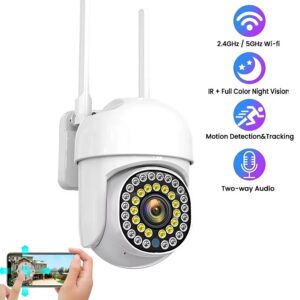 1+1 WiFi IP kamera 360°-ban forgatható, FULL HD éjjellátó, mozgásérzékelővel, kétirányú hanggal, beltéri és kültéri biztonsághoz (BBV) - Image 6