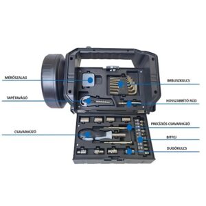 Multifunkciós LED lámpa 32 részes szerszámkészlettel – kompakt javító eszközkészlet (BBJH) - Image 4