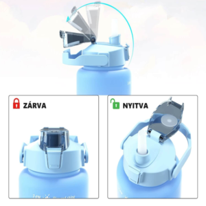 Háromrészes motivációs kulacs szett, kék-lila-narancssárga színkombinációban, 2L, 900 ml és 300 ml méretű palackokkal - Image 6