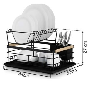 Kétszintes fém edényszárító és csepegtető állvány – rozsdamentes, helytakarékos konyhai szárító (BBA) - Image 3