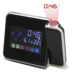 Digitális LED ébresztőóra – vetítéses kijelzővel, 180°-ban forgatható projektorral, naptárral és időjárás előrejelzéssel DS-8190 (BBL) - Image 3