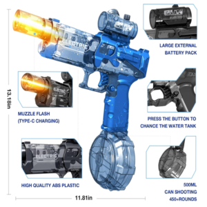 Automata vízipisztoly interaktív világítással – nagy hatótávolság, ergonomikus kialakítás, kültéri játékhoz (BBJ) - Image 8