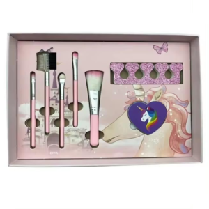 Unikornisos gyerek smink- és ékszerkészlet lányoknak – mosható smink, tükörrel, körömlakkal és gyöngyfűző szettel, 3 fiókos tárolóban (BBJ) - Image 5