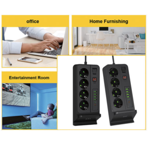 3000W-os hosszabbító 4 USB csatlakozóval és vezeték nélküli töltővel – 3 méter (THM) - Image 3