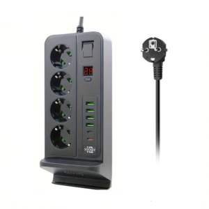 3000W-os hosszabbító 4 USB csatlakozóval és vezeték nélküli töltővel – 3 méter (THM) - Image 5