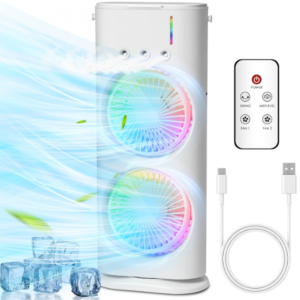 Hordozható asztali párásító ventilátor – 36W, 3 fokozat, 3000 mAh, távirányítóval, fehér FH-888 (BBM) (BBJH) - Image 7