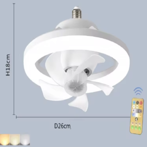 LED mennyezeti ventilátor – 26 cm, E27 foglalat, távirányítóval, 3 sebesség fokozattal, 360° -os forgás 48W (BBJH) - Image 8