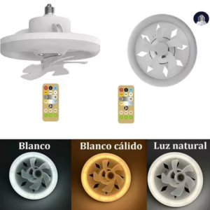 LED mennyezeti ventilátor – 26 cm, E27 foglalat, távirányítóval, 3 sebesség fokozattal, 360° -os forgás 48W (BBJH) - Image 9