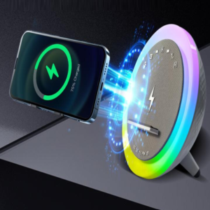 Multifunkciós ébresztőóra bluetooth hangszóróval – RGB LED fény, és vezeték nélküli töltés 10W (BBJH) - Image 9