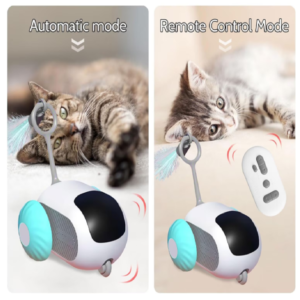 Beltéri Interaktív okos elektromos macskajáték távirányítóval – USB tölthető, mozgó egér játék (BBM) - Image 6