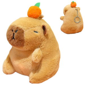 Capybara plüss kulcstartó sárgarépával– 12 cm-es aranyos állatfigura táskadísz és kulcstartó egyben (BBJ) - Image 10