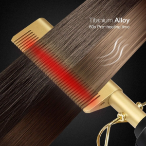 Elektromos hajkiegyenesítő fésű – állítható hőmérsékletű kerámia bevonatú simítóeszköz a gyors és tartós hajegyenesítéshez KOS20004 (BBD) - Image 3