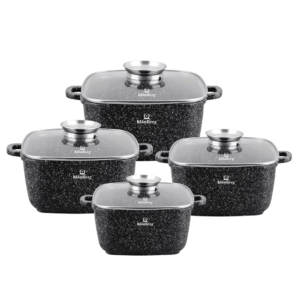 KlönBerg 8 részes fekete márványbevonatos edénykészlet fedővel – négyzet alakú, minden tűzhelyhez kompatibilis KB4058 (BBA) - Image 6