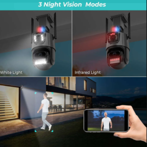 Kültéri Wi-Fi IP Kamera 6MP – dupla lencse, beépített sziréna, éjjellátó,IP67, automatikus követés biztonsági kamera (BBD) - Image 3