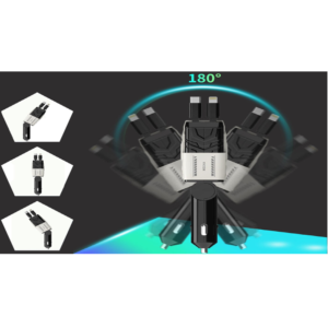 Univerzális autós gyorstöltő 66W – 4 az 1-ben töltő, kihúzható kábelek, USB, Type-C és iPhone csatlakozóval, intelligens védelemmel (BBJH) - Image 5