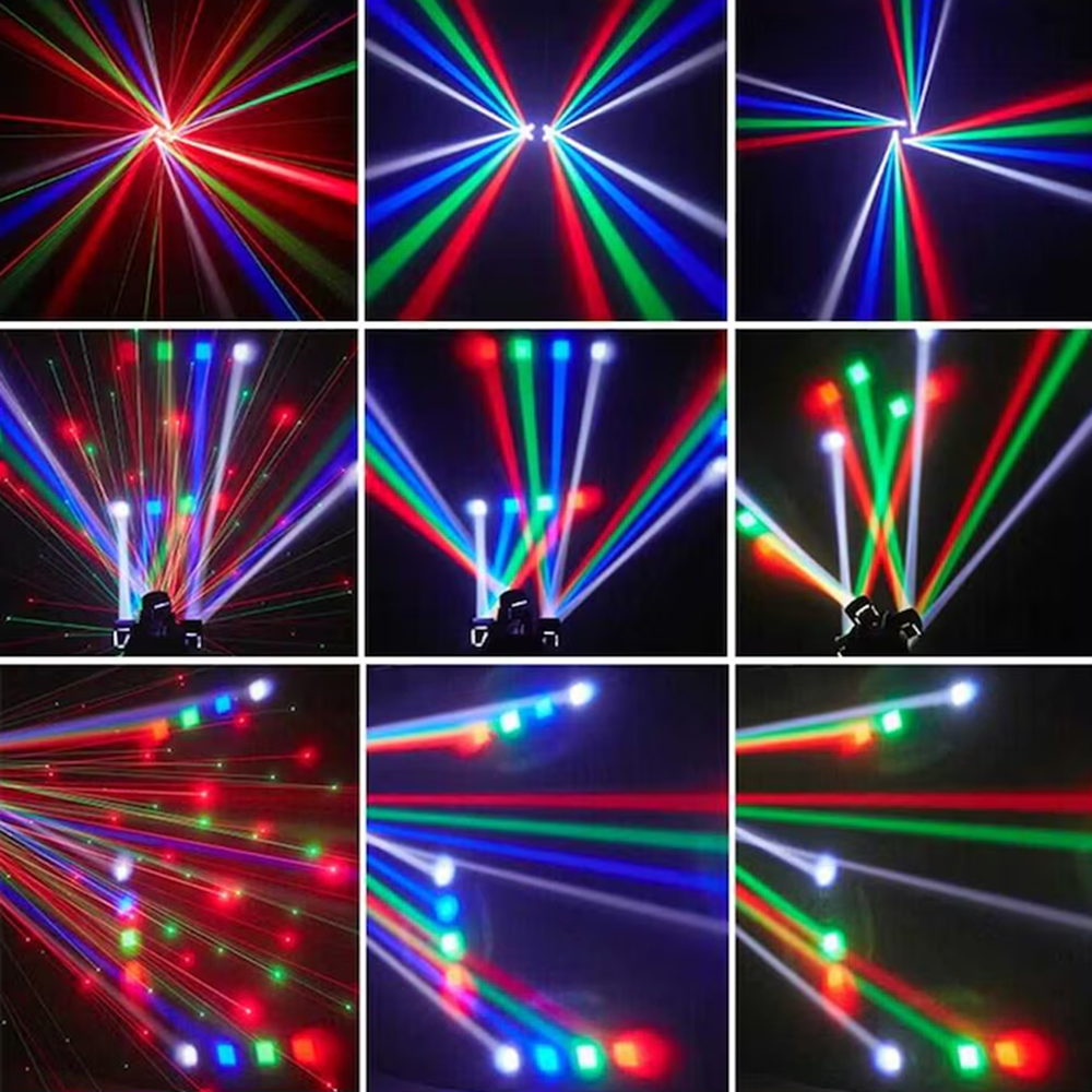 4 karos lézer-LED diszkófény mozgófejes effektekkel – stroboszkóp ...