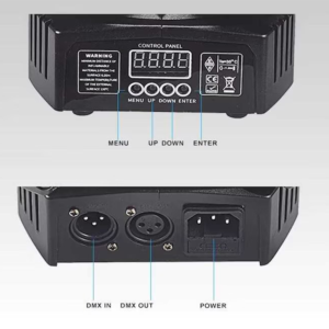 4 karos lézer-LED diszkófény mozgófejes effektekkel – stroboszkóp, hangvezérlés és távirányító-48W (BBD) - Image 7