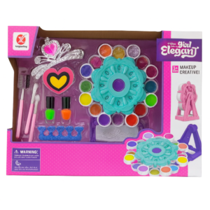 Elegant Girl óriáskerék formájú 24 részes sminkkészlet gyerekeknek – kreatív hercegnős sminkpaletta körömlakkal, ecsetekkel és tükörrel (BBJ) - Image 4