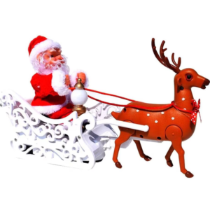 Elektromos Mikulás szán rénszarvassal és hanghatásokkal – mozgó karácsonyi dísz gyerekeknek és otthonra HS-1371-10 (BBJ) - Image 4